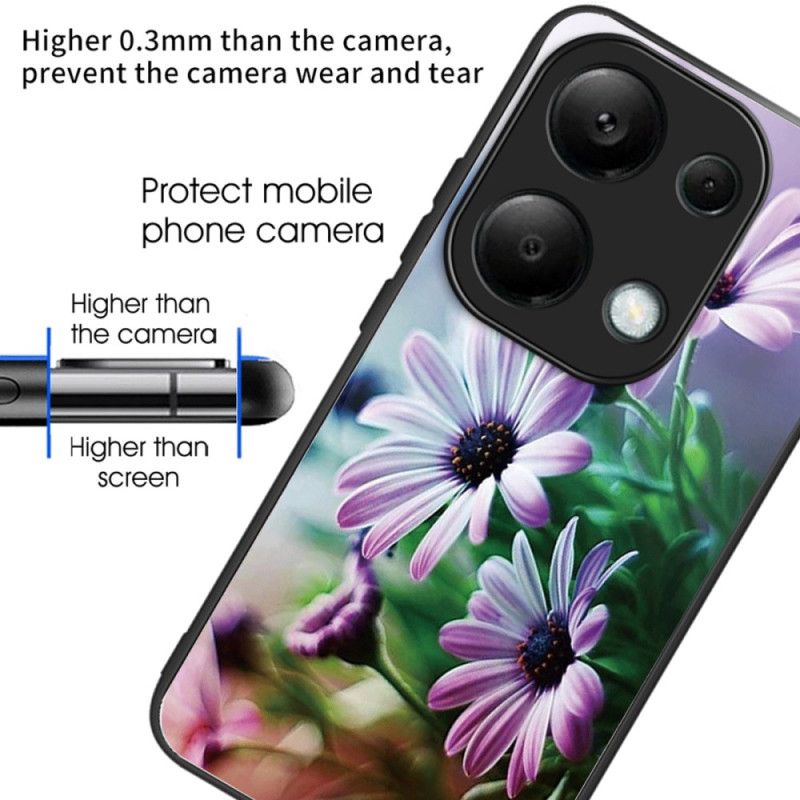 Coque Xiaomi Redmi Note 13 Pro 4G / Poco M6 Pro 4G Verre Trempé Chrysanthèmes Pourpres