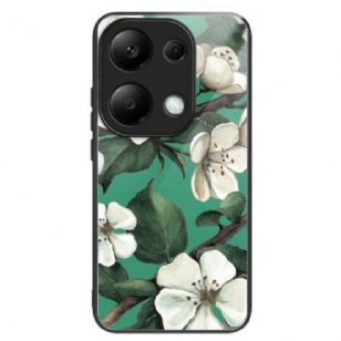 Coque Xiaomi Redmi Note 13 Pro 4G / Poco M6 Pro 4G Verre Trempé Fleurs Blanches