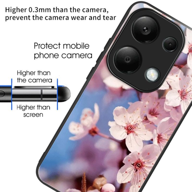 Coque Xiaomi Redmi Note 13 Pro 4G / Poco M6 Pro 4G Verre Trempé Fleurs de Pêcher