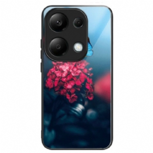 Coque Xiaomi Redmi Note 13 Pro 4G / Poco M6 Pro 4G Verre Trempé Fleurs Rouges et Papillons