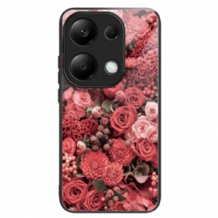 Coque Xiaomi Redmi Note 13 Pro 4G / Poco M6 Pro 4G Verre Trempé Fleurs Rouges et Roses