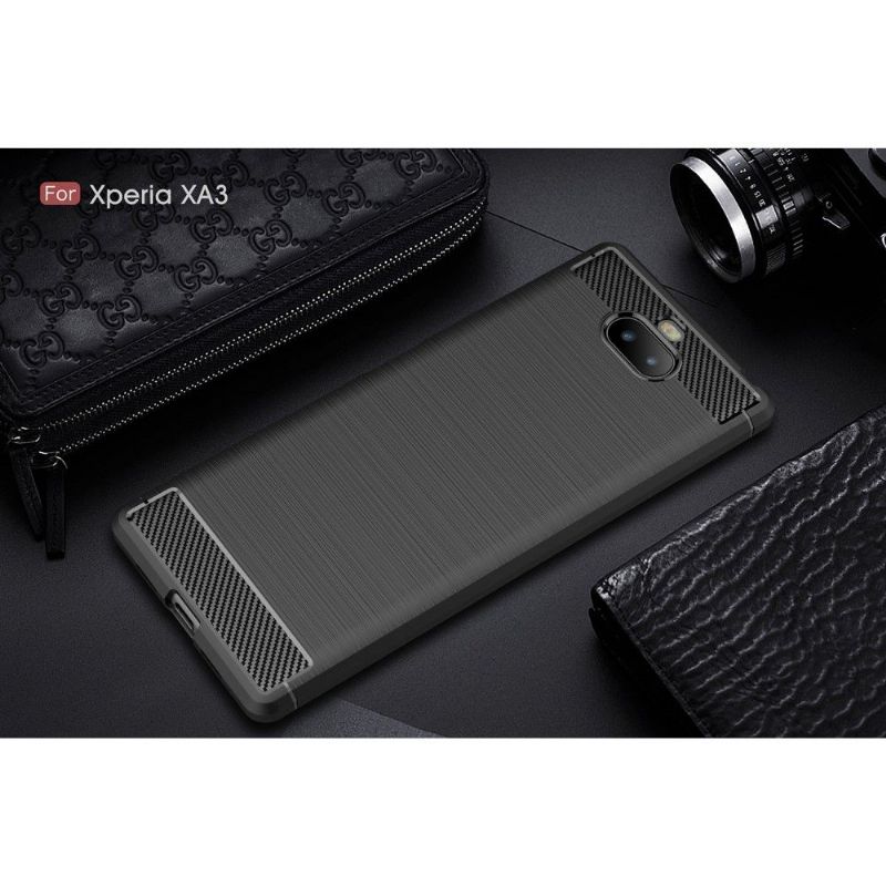 Sony Xperia 10 - Coque gel brossé carbone