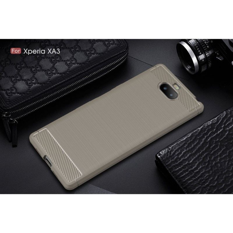 Sony Xperia 10 - Coque gel brossé carbone