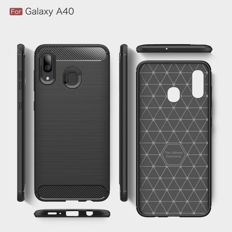 Samsung Galaxy A40 - Coque gel brossé carbone