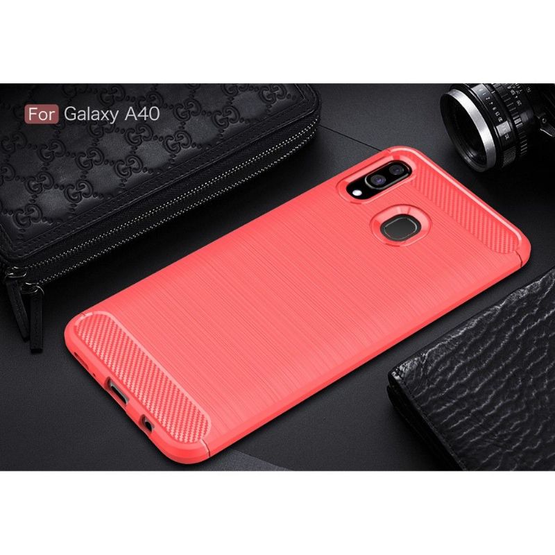 Samsung Galaxy A40 - Coque gel brossé carbone