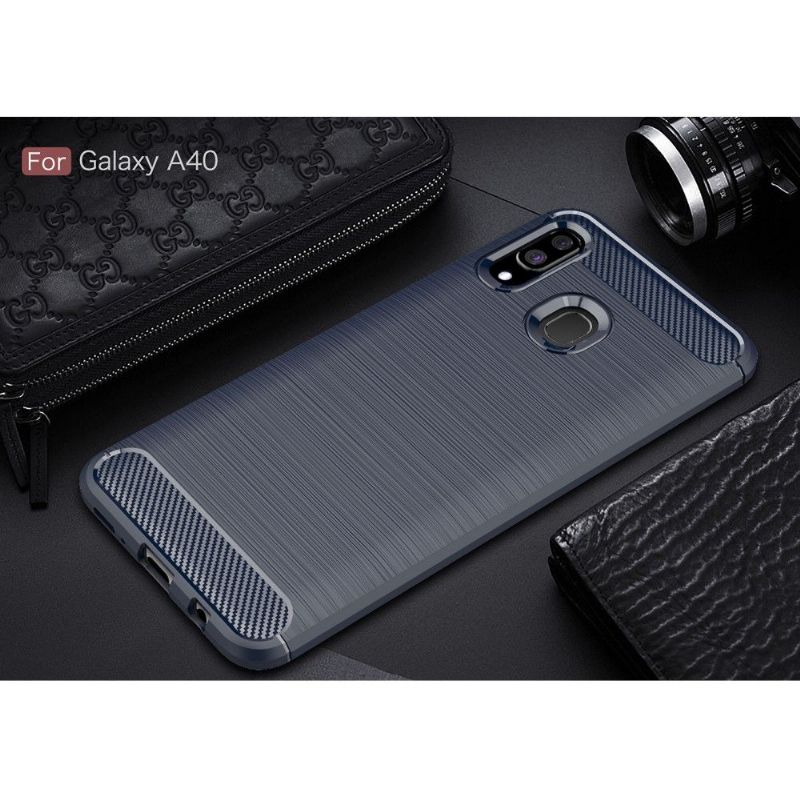 Samsung Galaxy A40 - Coque gel brossé carbone