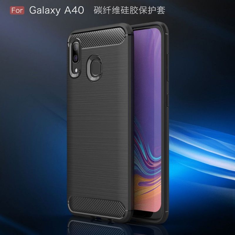 Samsung Galaxy A40 - Coque gel brossé carbone