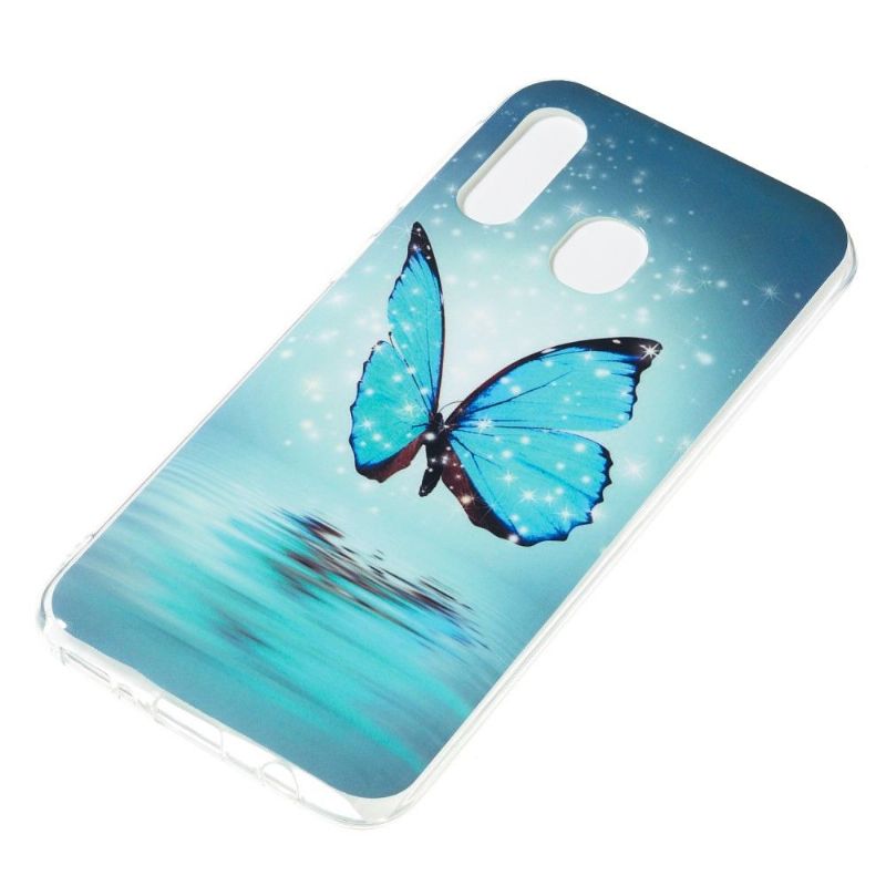 Samsung Galaxy A40 - Coque luminous papillon bleu