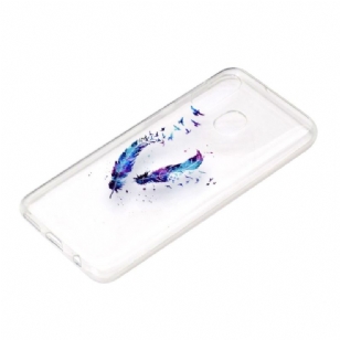 Samsung Galaxy A40 - Coque transparente plumes et oiseaux