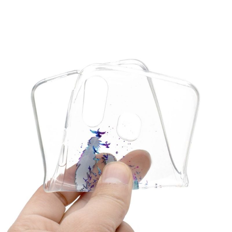 Samsung Galaxy A40 - Coque transparente plumes et oiseaux