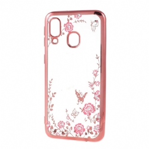 Samsung Galaxy A40 - Coque transparente printemps fleuri - Or rose