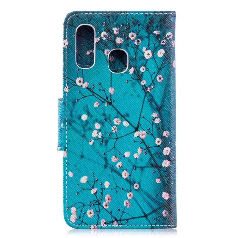 Samsung Galaxy A40 - Étui avec rabat branches fleuries