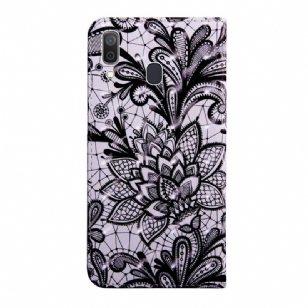 Samsung Galaxy A40 - Étui avec rabat Lace Flower