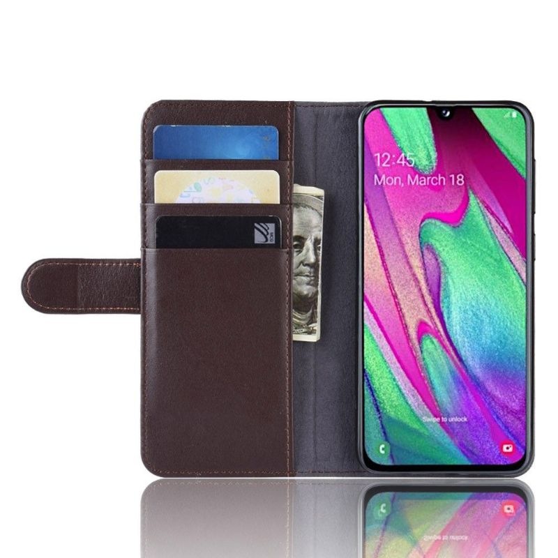 Samsung Galaxy A40 - Étui cuir premium - Marron