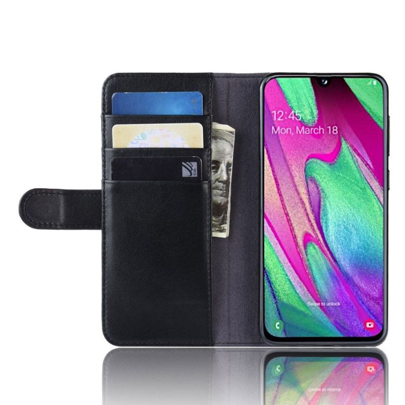 Samsung Galaxy A40 - Étui cuir premium - Noir