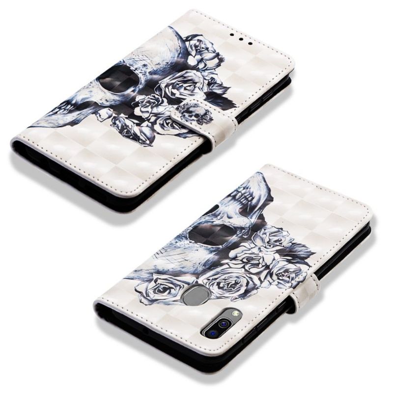 Samsung Galaxy A40 - Housse skull flowers