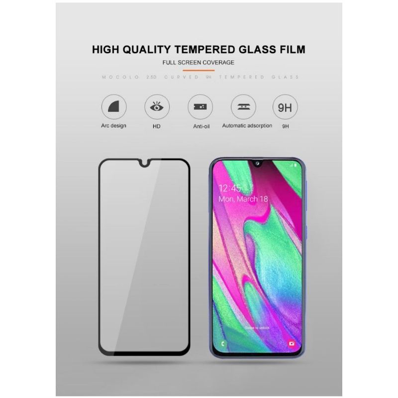 Samsung Galaxy A40 - Protection d’écran en verre trempé full size - Noir