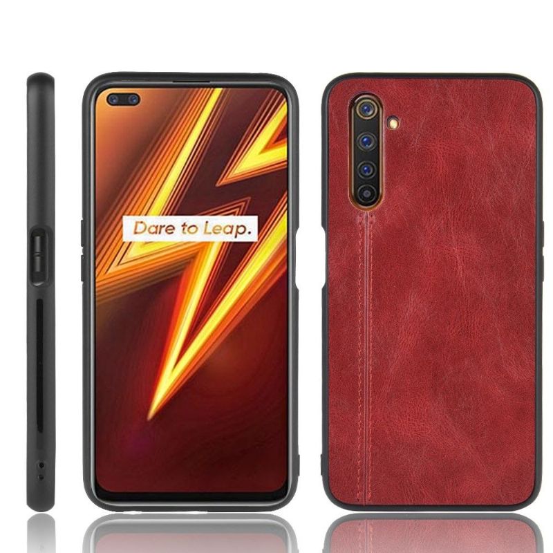 Coque Realme 6 Pro Effet Cuir Coutures