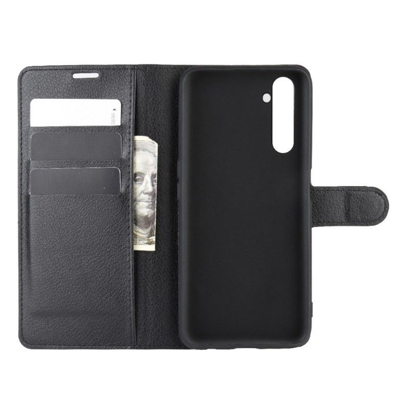 Housse Realme 6 Pro portefeuille style cuir - Noir