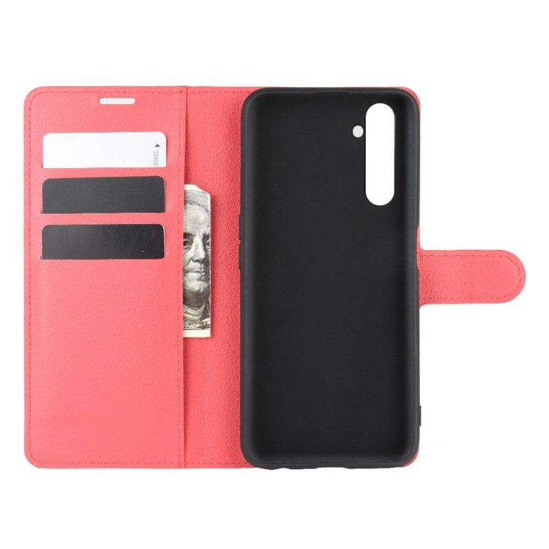 Housse Realme 6 Pro portefeuille style cuir - Rouge