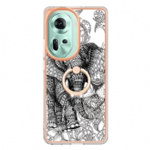 Coque Oppo Reno 11 5G Anneau-Support. Éléphant Totem