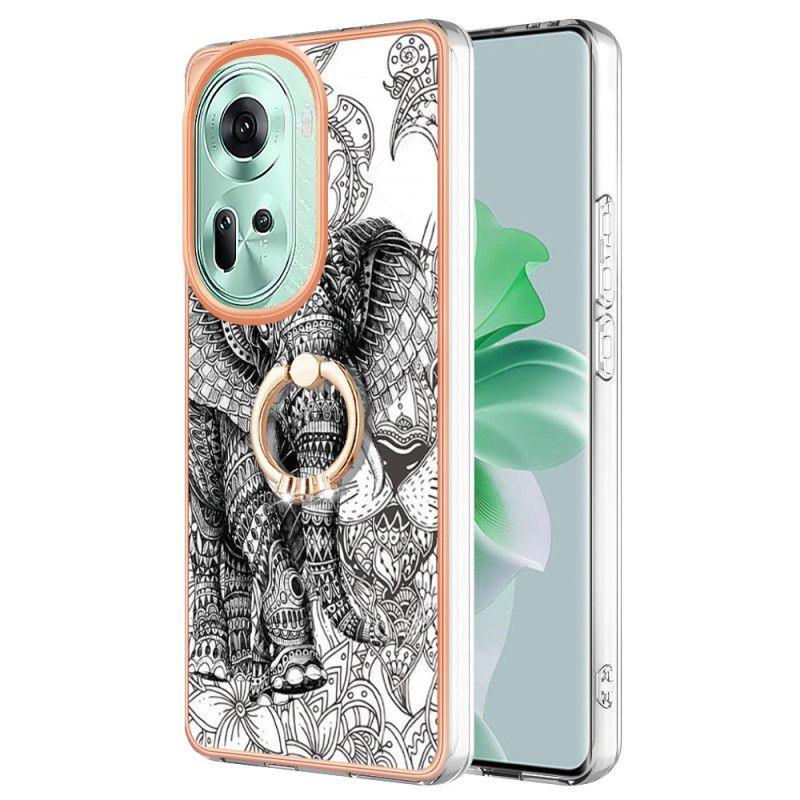 Coque Oppo Reno 11 5G Anneau-Support. Éléphant Totem