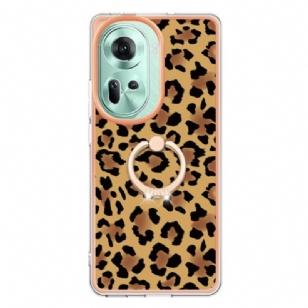 Coque Oppo Reno 11 5G Anneau-Support Imprimé Léopard