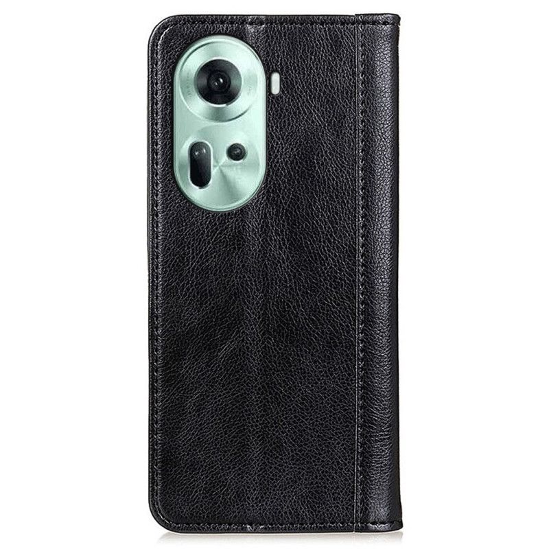 Flip Cover Oppo Reno 11 5G Cuir Fendu Texture Litchi