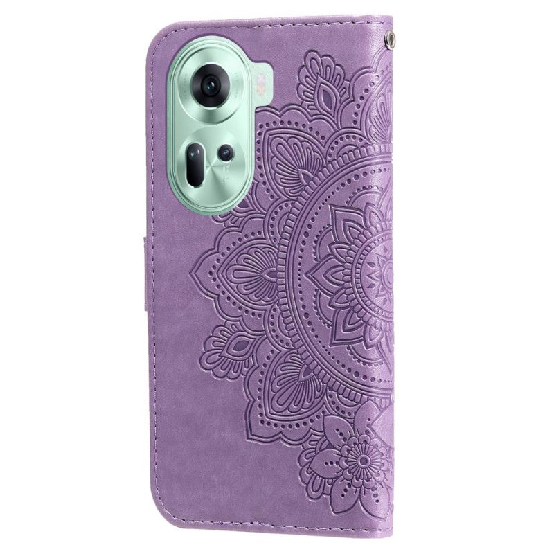 Housse Oppo Reno 11 5G Motif Floral à Lanière