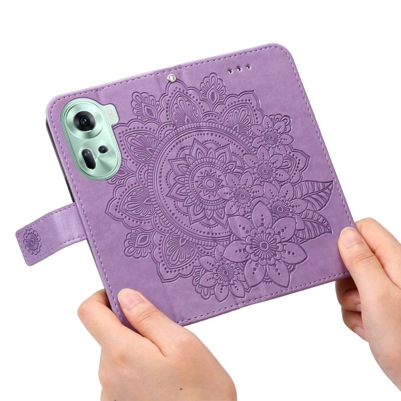 Housse Oppo Reno 11 5G Motif Floral à Lanière