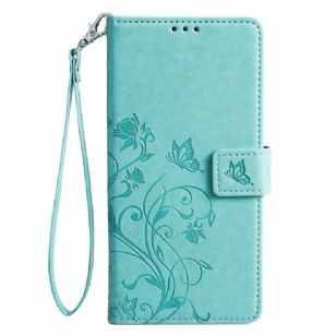 Housse Oppo Reno 11 5G Papillons et Fleurettes à Lanière