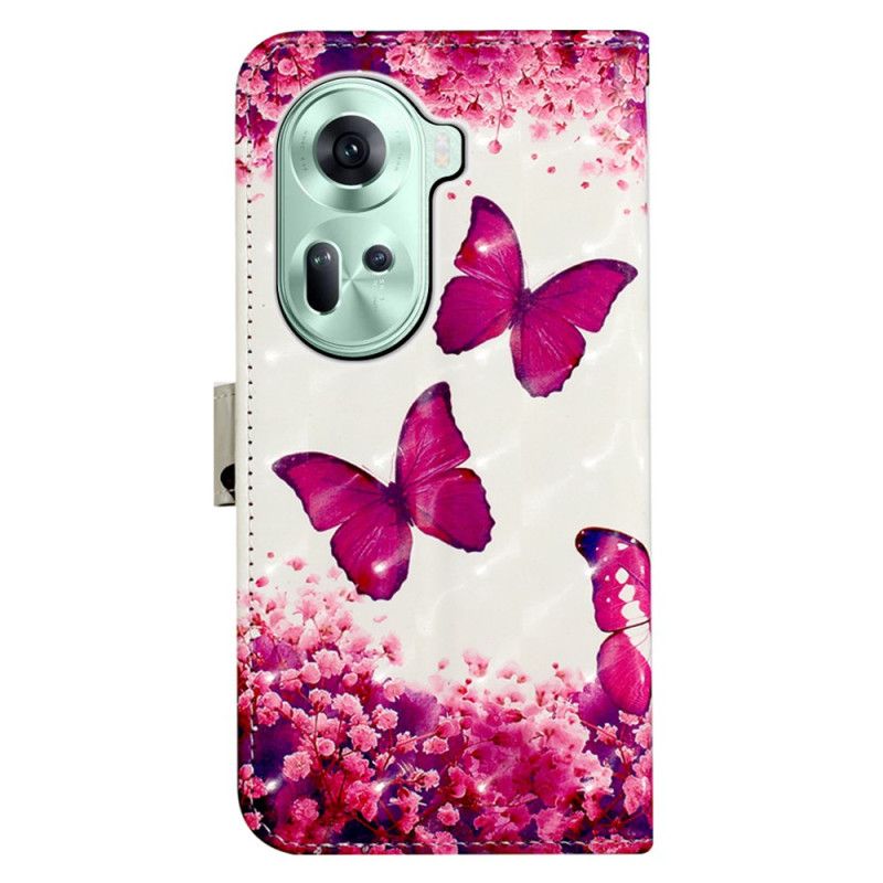 Housse Oppo Reno 11 5G Papillons Roses