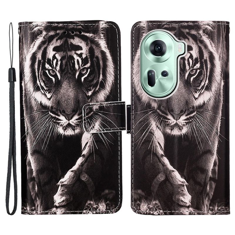 Housse Oppo Reno 11 5G Tigre à Lanière