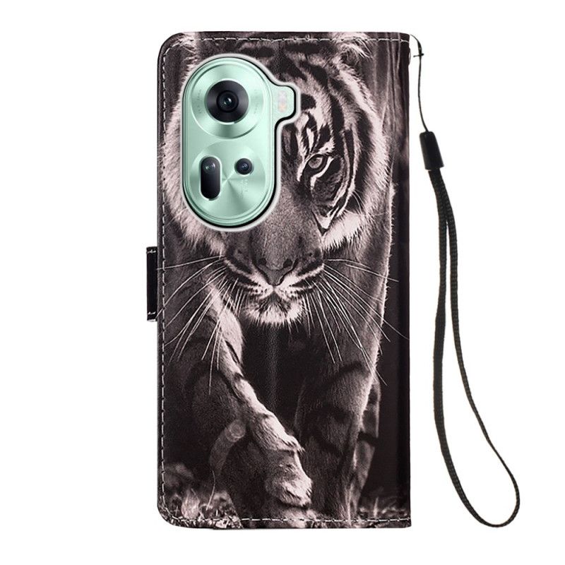 Housse Oppo Reno 11 5G Tigre à Lanière