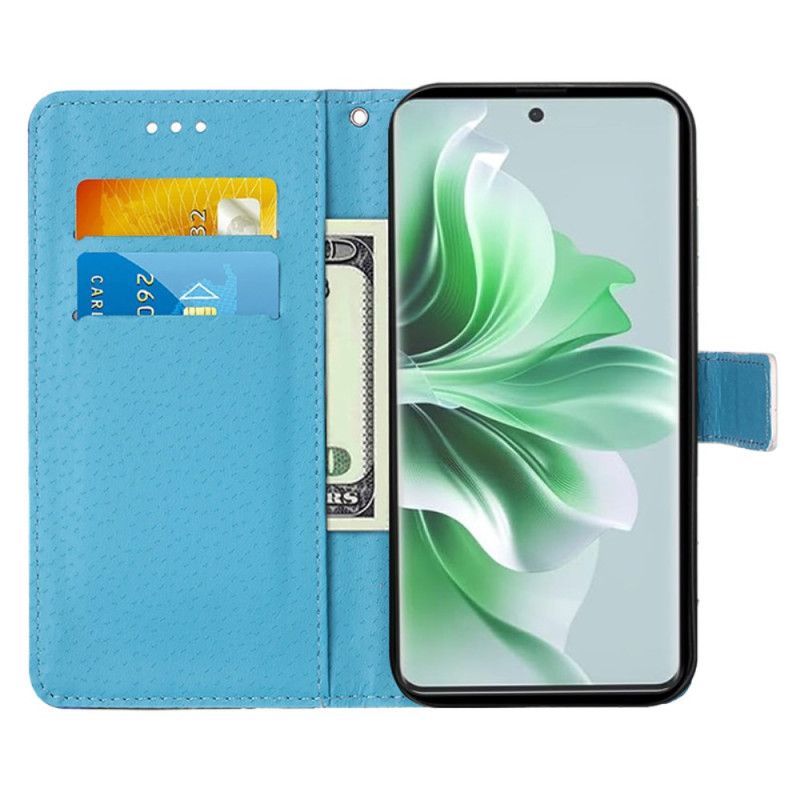 Housse Oppo Reno11 5G Papillons et Coeurs à Lanière