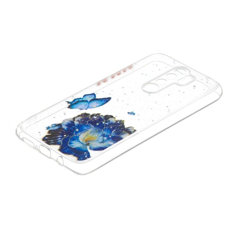 Coque Xiaomi Redmi Note 8 Pro fleurs et papillons bleus