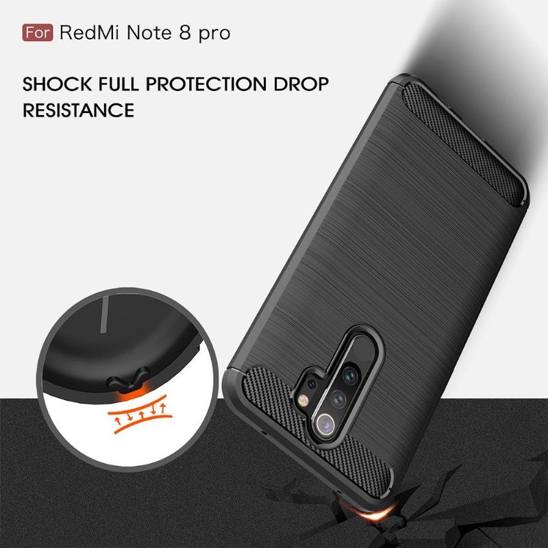 Xiaomi Redmi Note 8 Pro - Coque gel brossé carbone