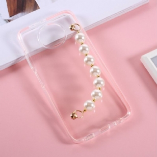 Coque Xiaomi Redmi Note 9T Strap Perle Transparent