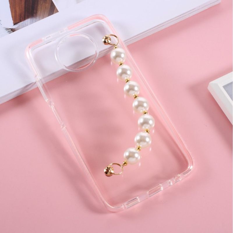 Coque Xiaomi Redmi Note 9T Strap Perle Transparent