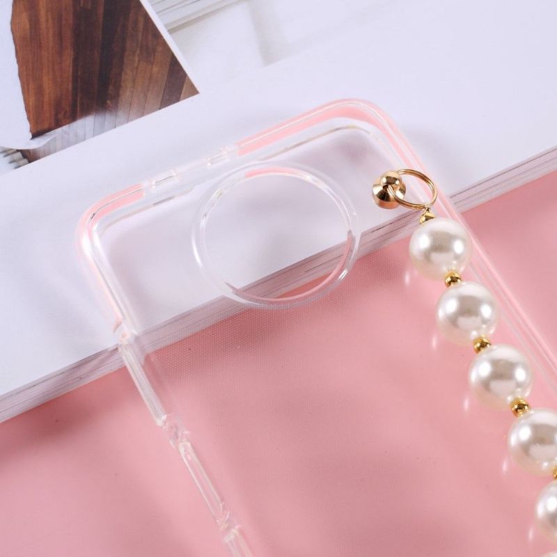 Coque Xiaomi Redmi Note 9T Strap Perle Transparent