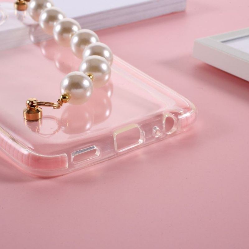 Coque Xiaomi Redmi Note 9T Strap Perle Transparent