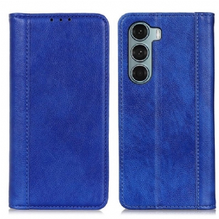 Flip Cover Moto G200 5G Version Cuir Litchi Fendu