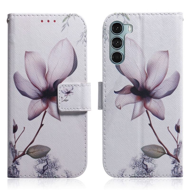 Housse Moto G200 5G Fleur Vieux Rose