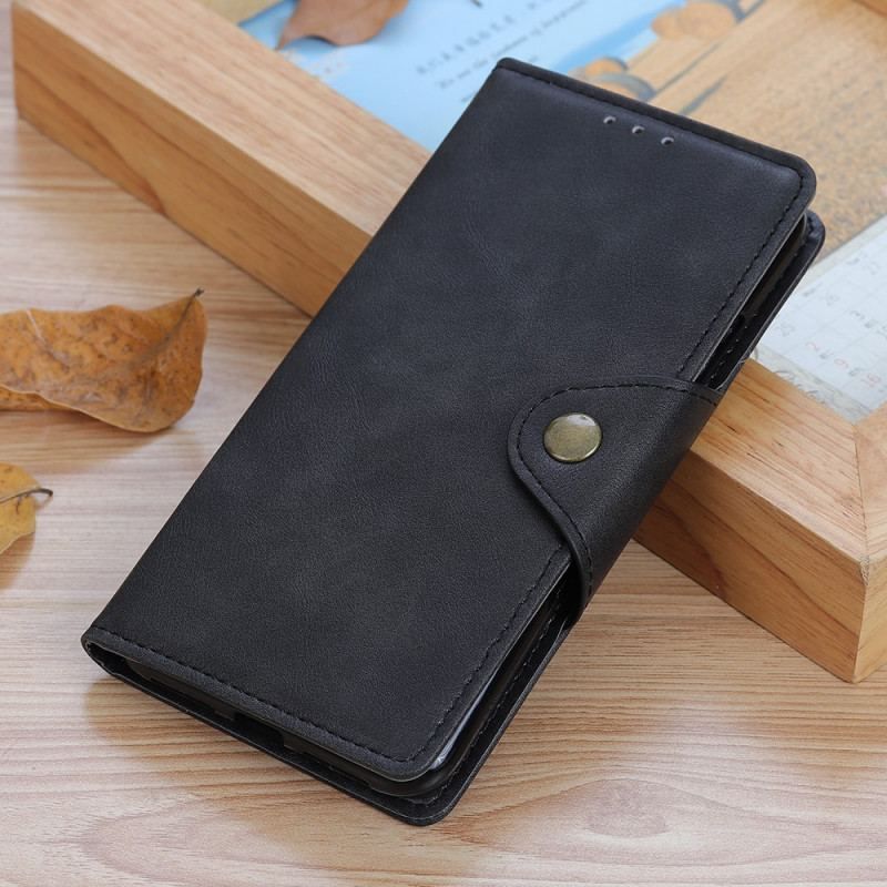 Housse Moto G200 5G Simili Cuir Vintage et Bouton