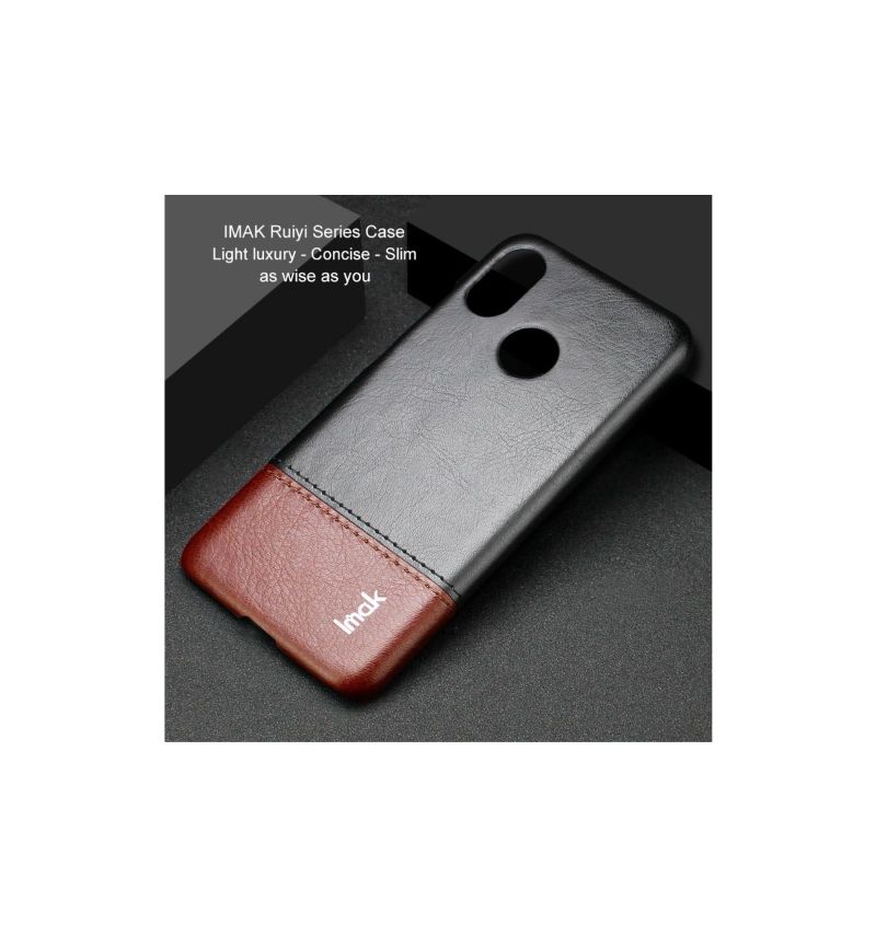 Coque Xiaomi Mi 8 imak imitation cuir - Noir / Marron