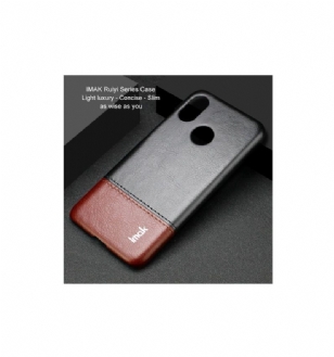 Coque Xiaomi Mi 8 imak imitation cuir - Noir / Marron