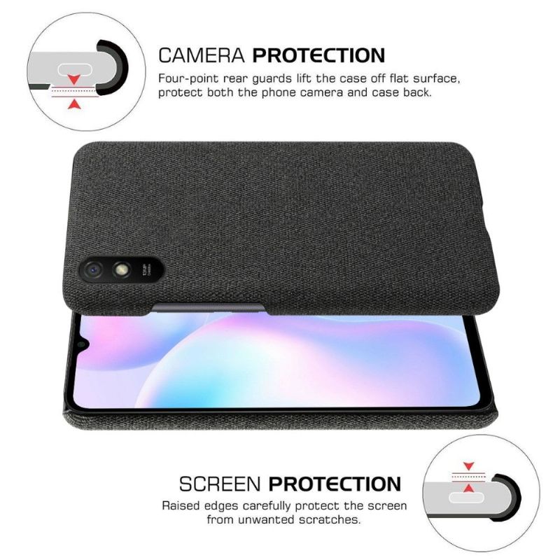 Coque Xiaomi Redmi 9A revêtement tissu