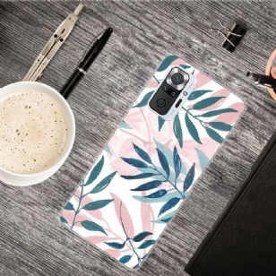 Coque Xiaomi Redmi Note 10 Pro Feuilles Vertes et Roses