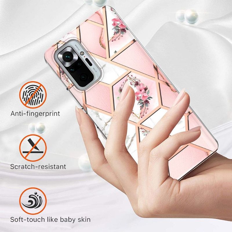 Coque Xiaomi Redmi Note 10 Pro marbre et couronne de fleurs