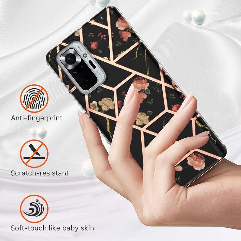 Coque Xiaomi Redmi Note 10 Pro marbre et fleurs